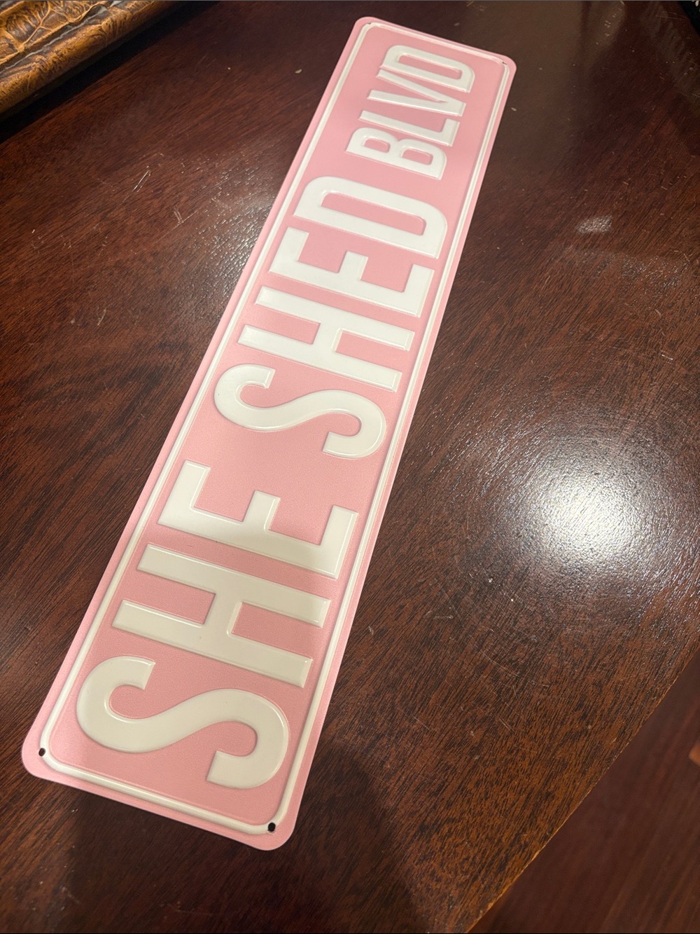 Pink "She Shed Blvd" Decorative Metal Sign - Home Accents Decor